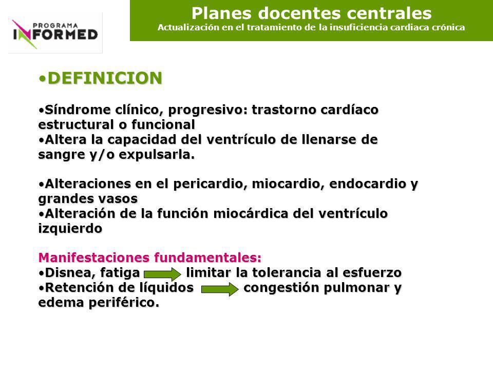 Planes docentes centrales Actualización en el tratamiento de la insuficiencia cardiaca crónica