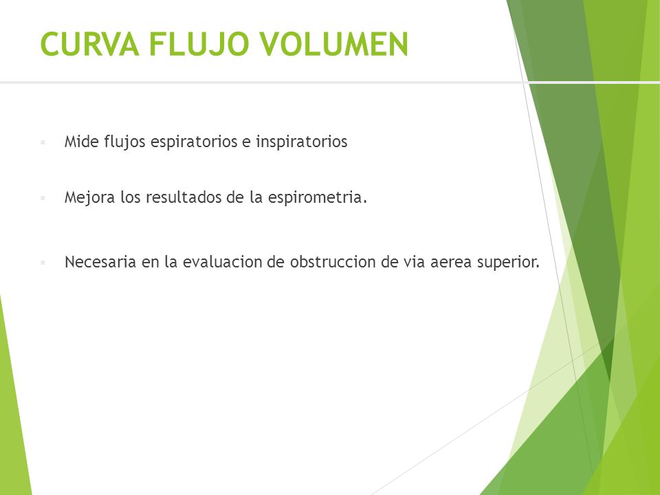 CURVA FLUJO VOLUMEN Mide flujos espiratorios e inspiratorios