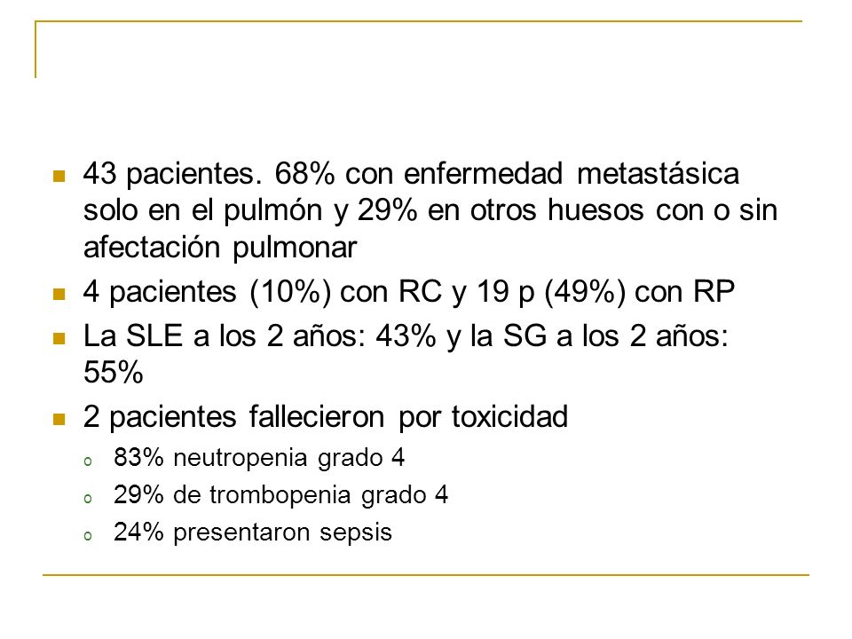 4 pacientes (10%) con RC y 19 p (49%) con RP