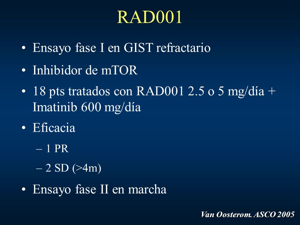 RAD001 Ensayo fase I en GIST refractario Inhibidor de mTOR
