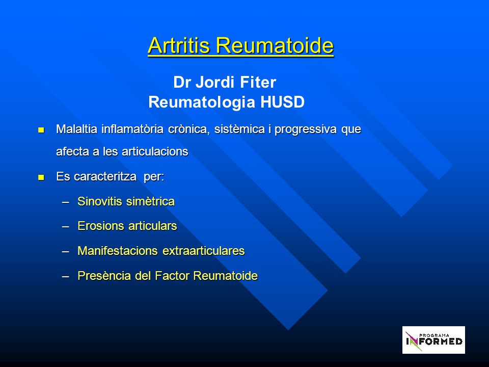 Artritis Reumatoide Dr Jordi Fiter Reumatologia HUSD