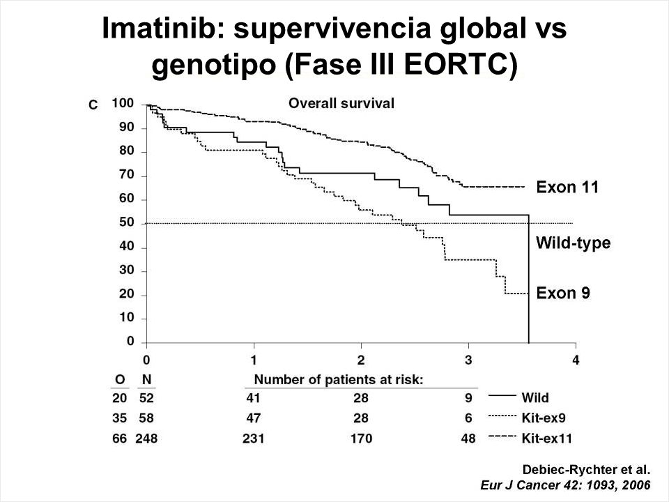 Imatinib: supervivencia global vs genotipo (Fase III EORTC)