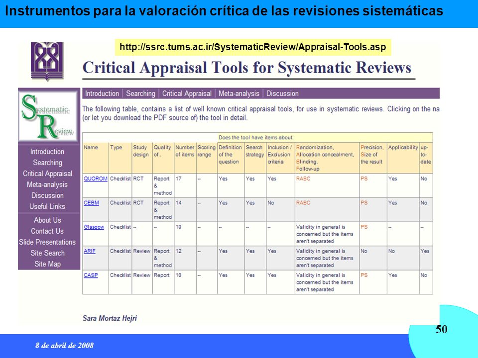 Instrumentos para la valoración crítica de las revisiones sistemáticas