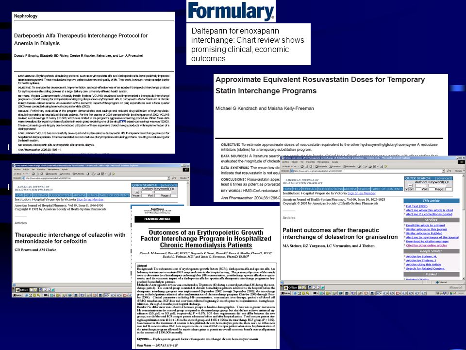 Dalteparin for enoxaparin interchange: Chart review shows promising clinical, economic outcomes