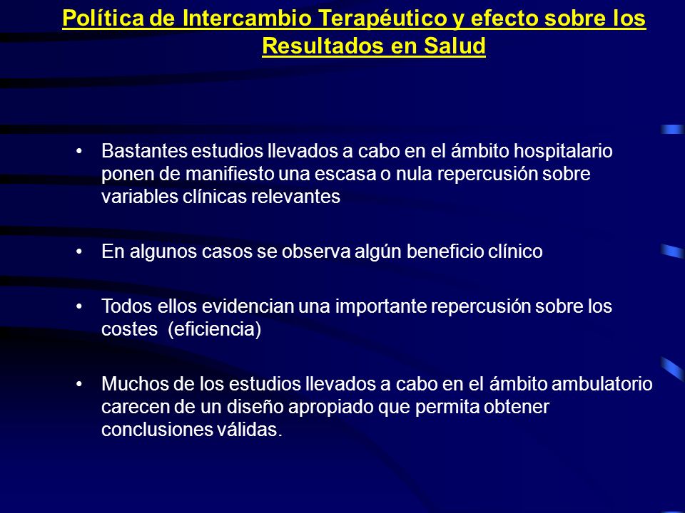 Política de Intercambio Terapéutico y efecto sobre los Resultados en Salud