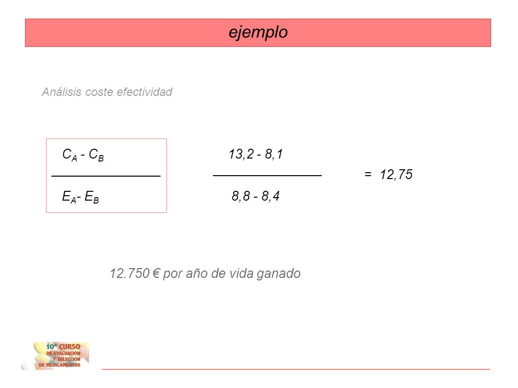 ejemplo CA - CB 13,2 - 8,1 EA- EB 8,8 - 8,4 = 12,75