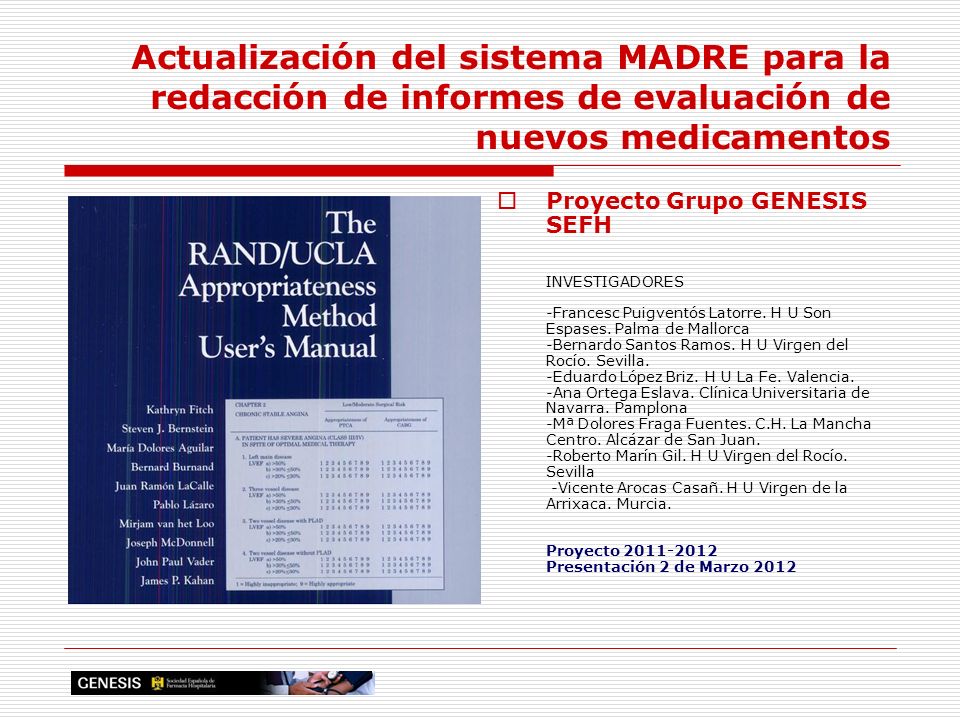 Actualización del sistema MADRE para la redacción de informes de evaluación de nuevos medicamentos