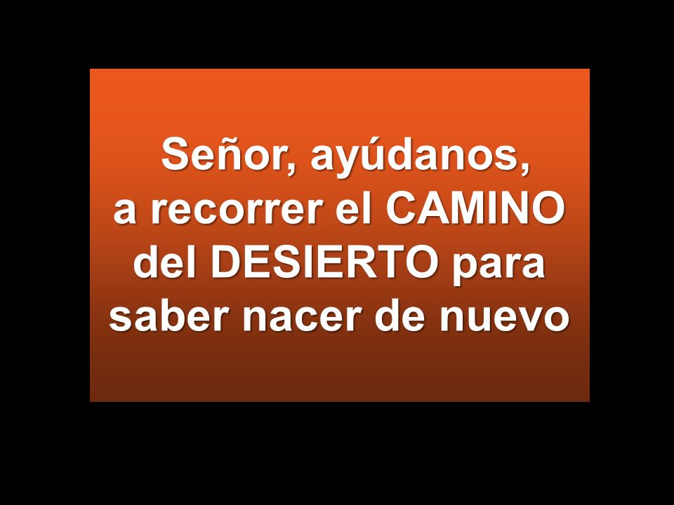 Señor, ayúdanos, a recorrer el CAMINO del DESIERTO para saber nacer de nuevo