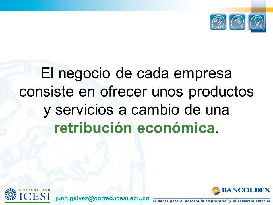 El negocio de cada empresa consiste en ofrecer unos productos y servicios a cambio de una retribución económica.
