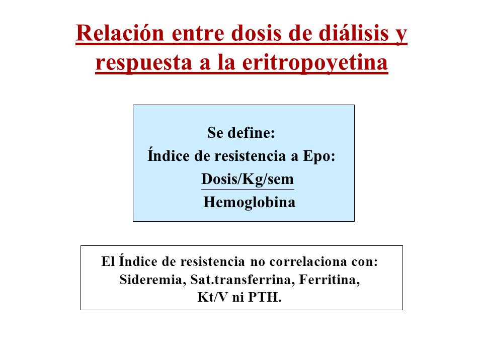Relación entre dosis de diálisis y respuesta a la eritropoyetina