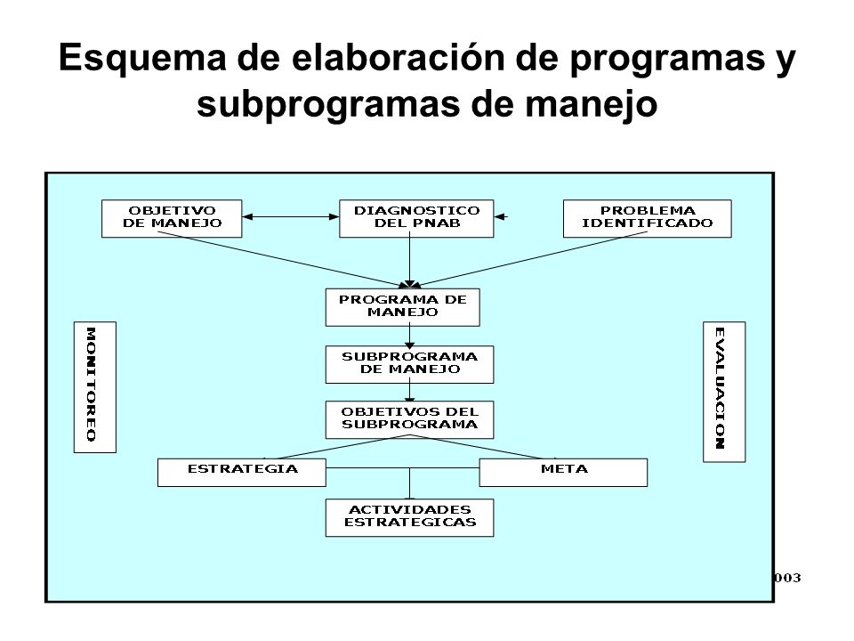 Esquema de elaboración de programas y subprogramas de manejo