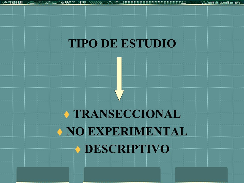TIPO DE ESTUDIO TRANSECCIONAL NO EXPERIMENTAL DESCRIPTIVO