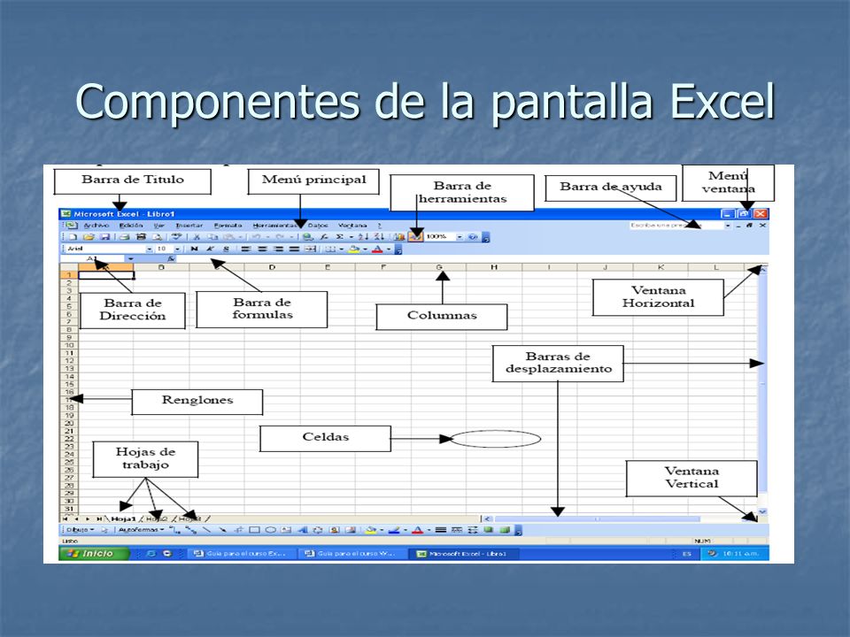 Componentes de la pantalla Excel
