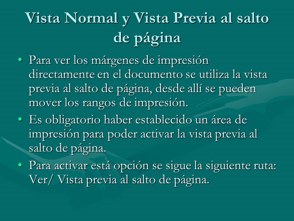 Vista Normal y Vista Previa al salto de página