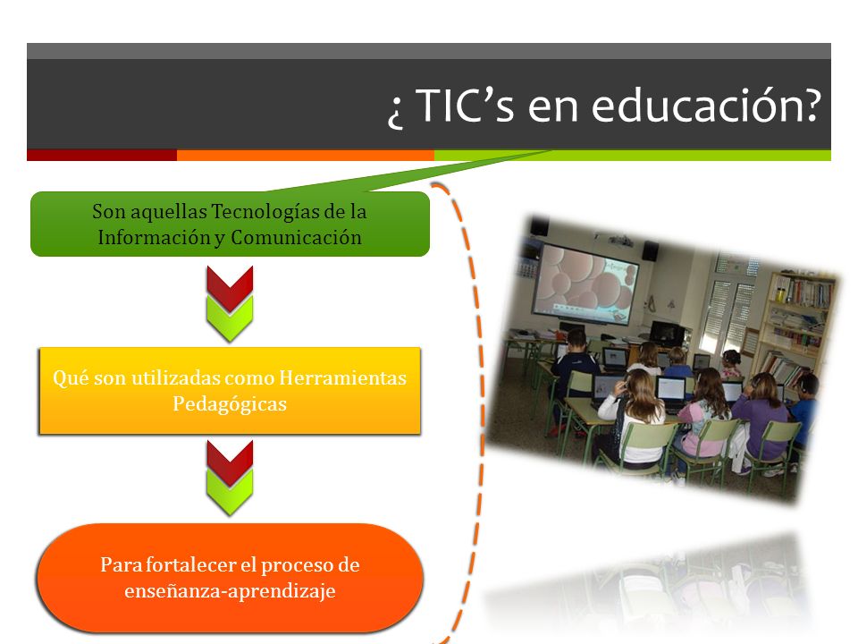 ¿ TIC’s en educación Son aquellas Tecnologías de la Información y Comunicación. Qué son utilizadas como Herramientas Pedagógicas.