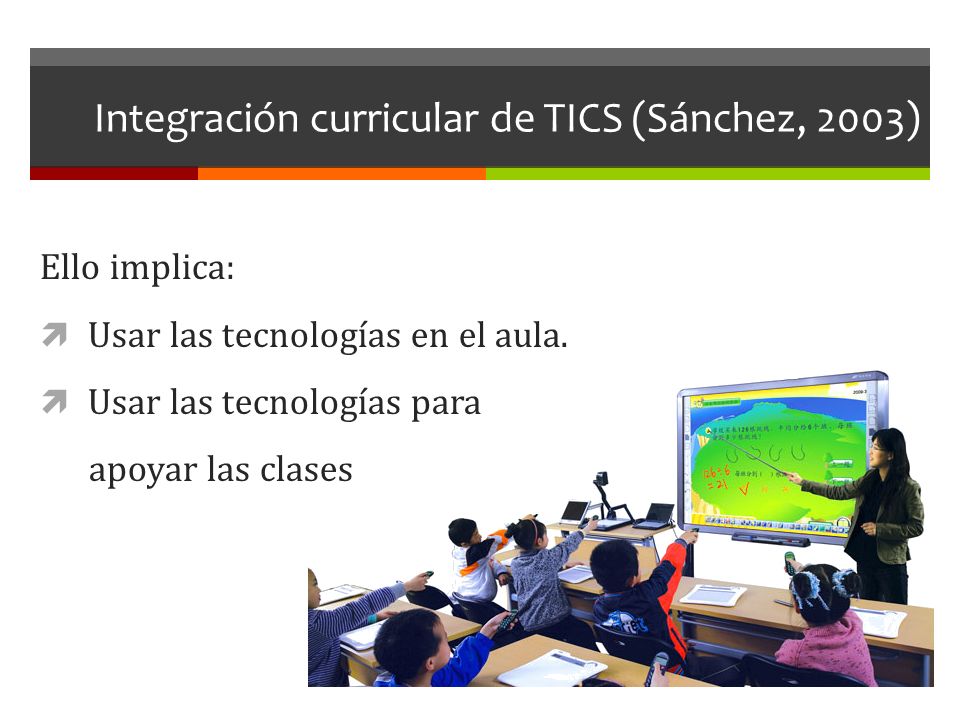 Integración curricular de TICS (Sánchez, 2003)