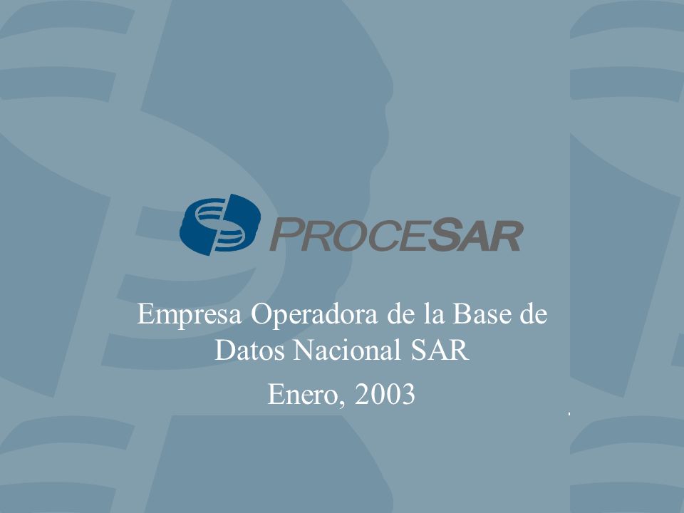 Empresa Operadora de la Base de Datos Nacional SAR Enero, 2003