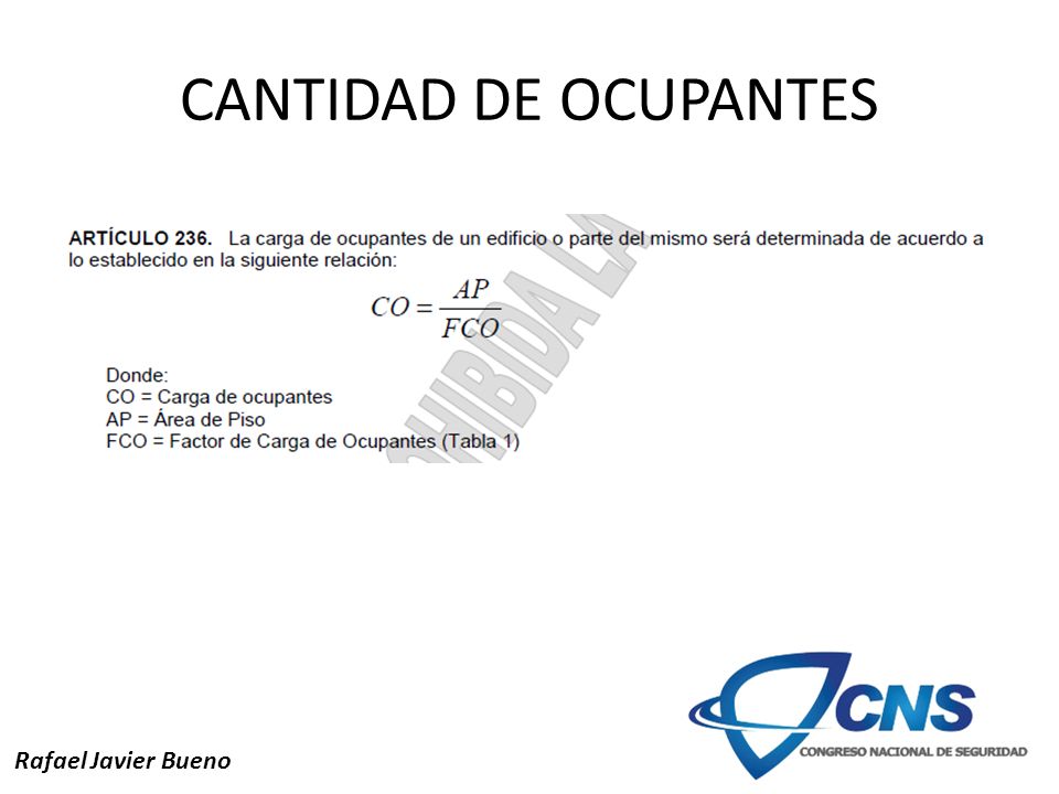 CANTIDAD DE OCUPANTES Rafael Javier Bueno