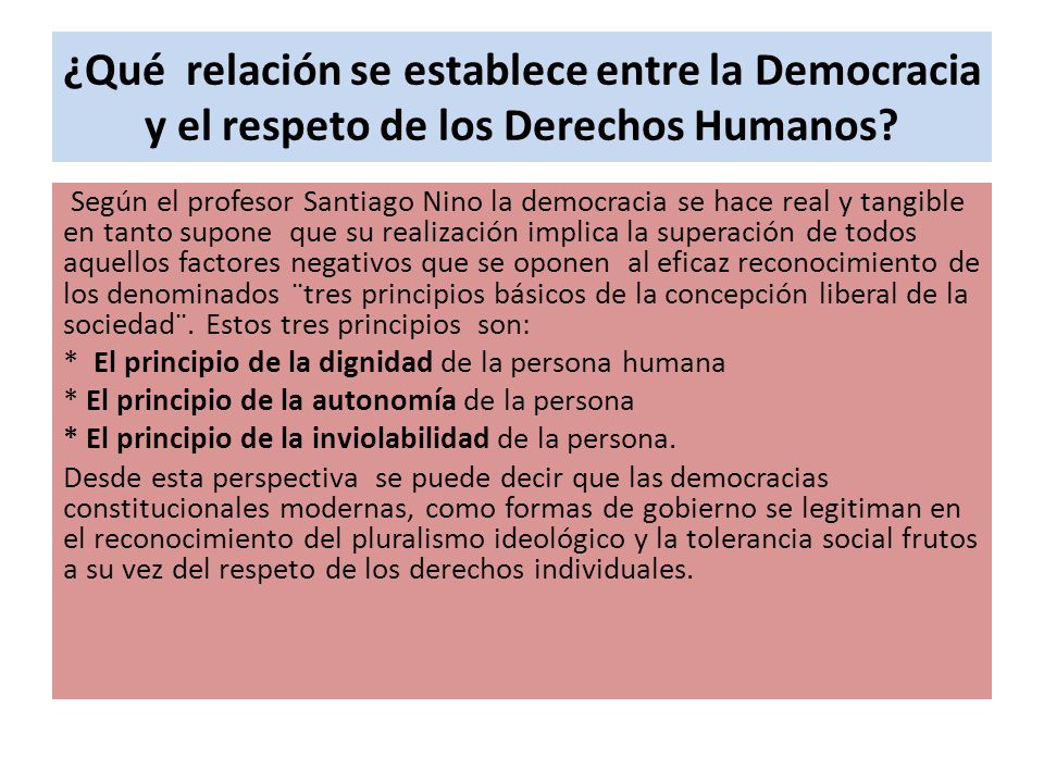 ¿Qué relación se establece entre la Democracia y el respeto de los Derechos Humanos