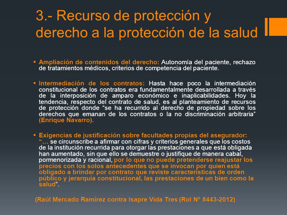 3.- Recurso de protección y derecho a la protección de la salud
