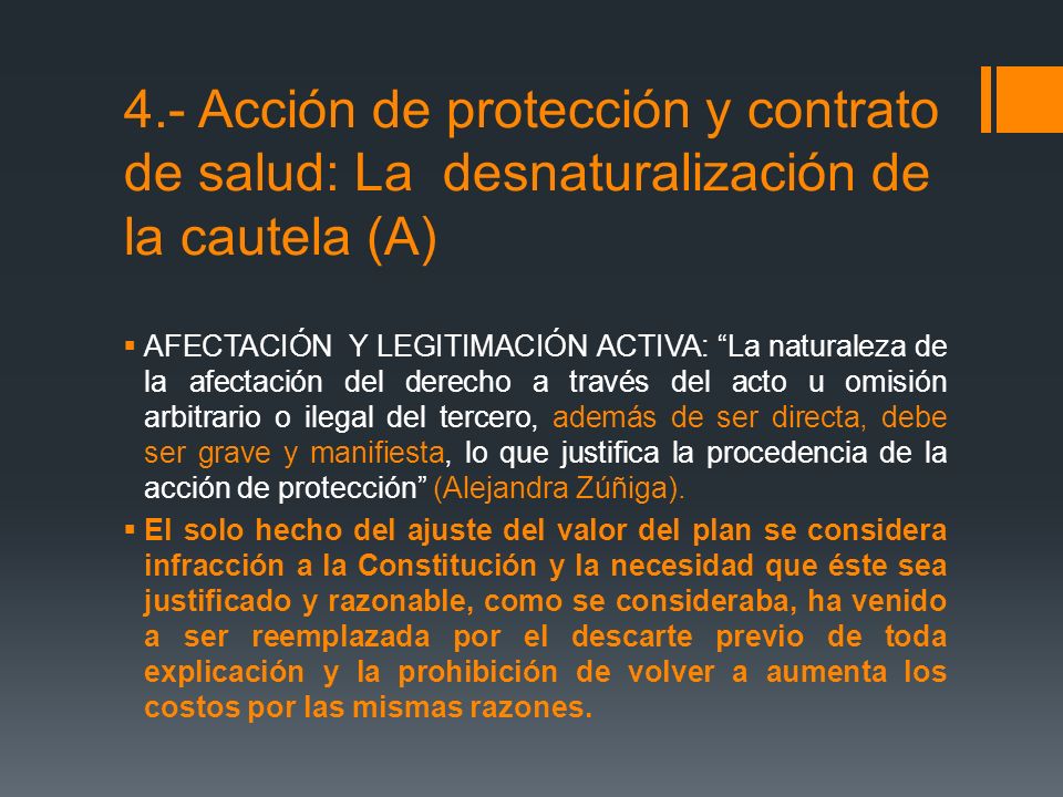 4.- Acción de protección y contrato de salud: La desnaturalización de la cautela (A)