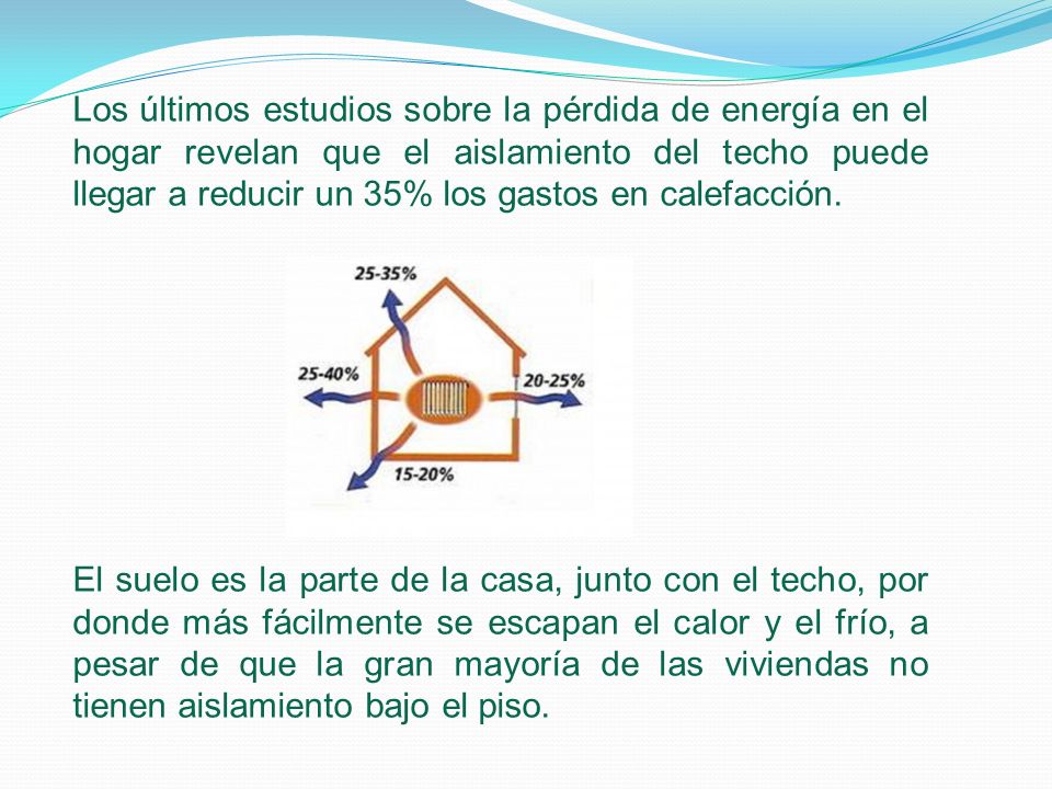 Los últimos estudios sobre la pérdida de energía en el hogar revelan que el aislamiento del techo puede llegar a reducir un 35% los gastos en calefacción.