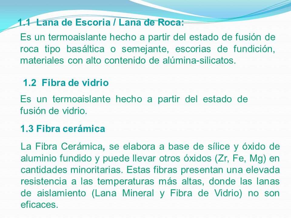 Es un termoaislante hecho a partir del estado de fusión de vidrio.