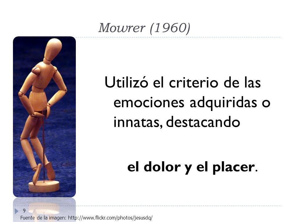 Utilizó el criterio de las emociones adquiridas o innatas, destacando
