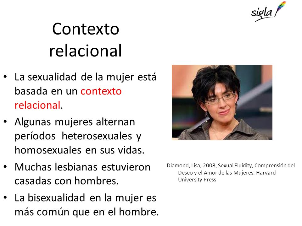 Contexto relacional La sexualidad de la mujer está basada en un contexto relacional.