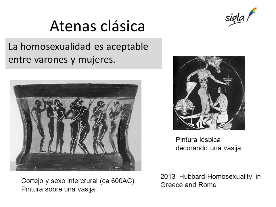Atenas clásica La homosexualidad es aceptable entre varones y mujeres.