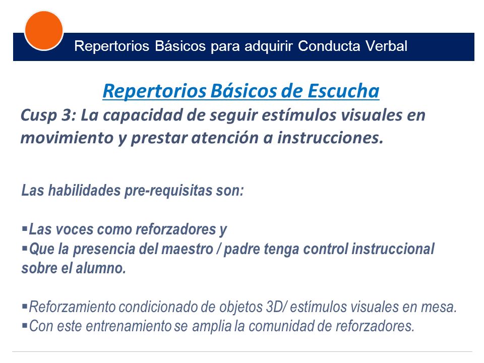 Repertorios Básicos para adquirir Conducta Verbal