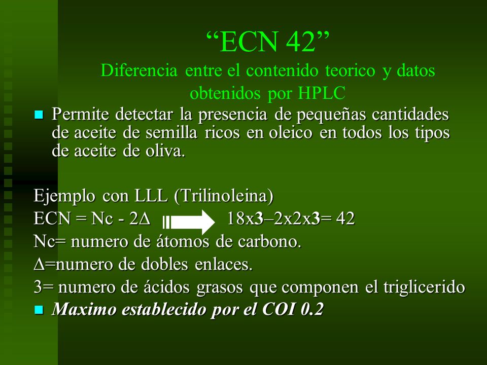 ECN 42 Diferencia entre el contenido teorico y datos obtenidos por HPLC