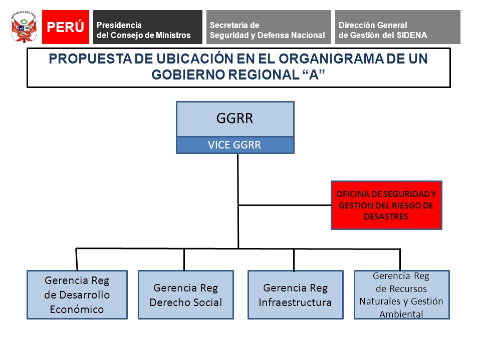 PROPUESTA DE UBICACIÓN EN EL ORGANIGRAMA DE UN GOBIERNO REGIONAL A