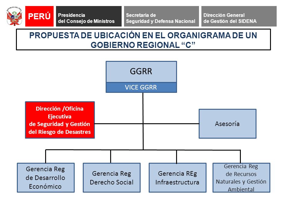PERÚ Presidencia. del Consejo de Ministros. Secretaría de. Seguridad y Defensa Nacional. Dirección General.