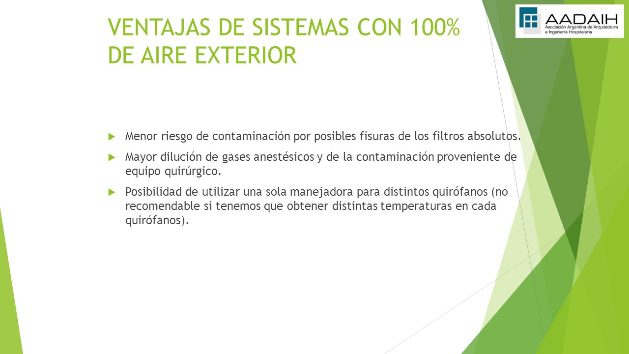 VENTAJAS DE SISTEMAS CON 100% DE AIRE EXTERIOR
