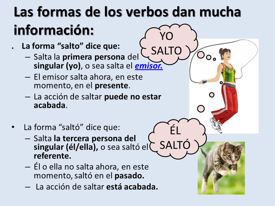 Las formas de los verbos dan mucha información: