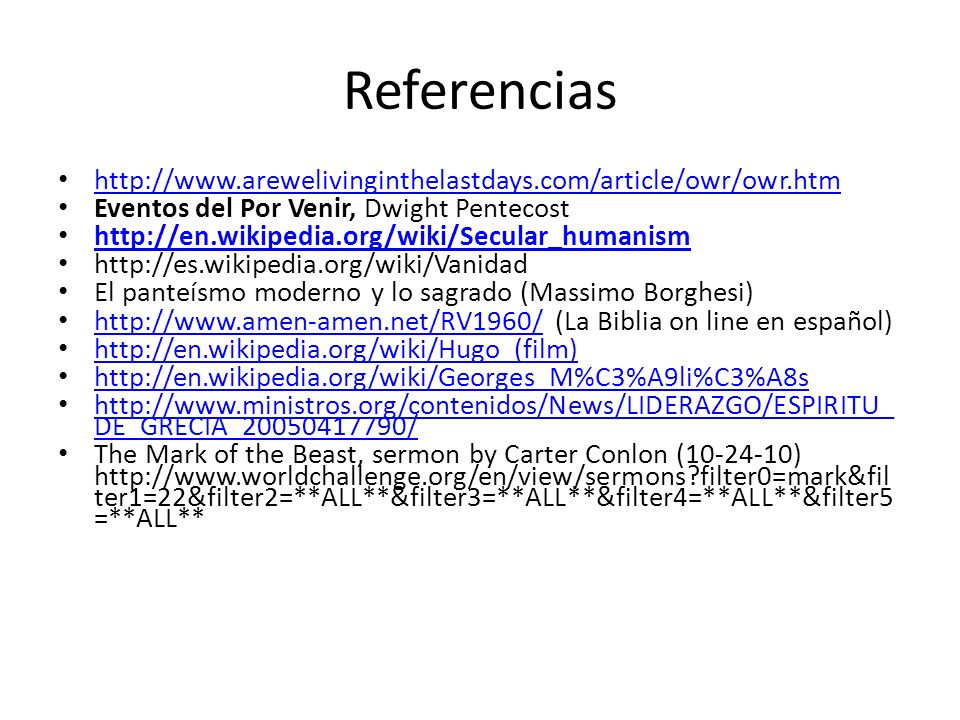 Referencias   Eventos del Por Venir, Dwight Pentecost.