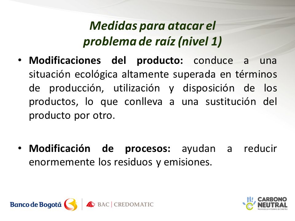Medidas para atacar el problema de raíz (nivel 1)