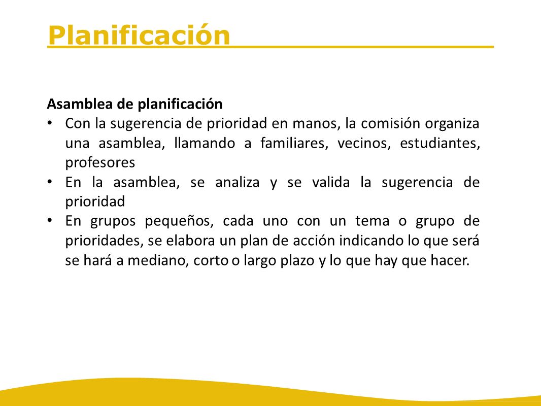 Planificación Asamblea de planificación