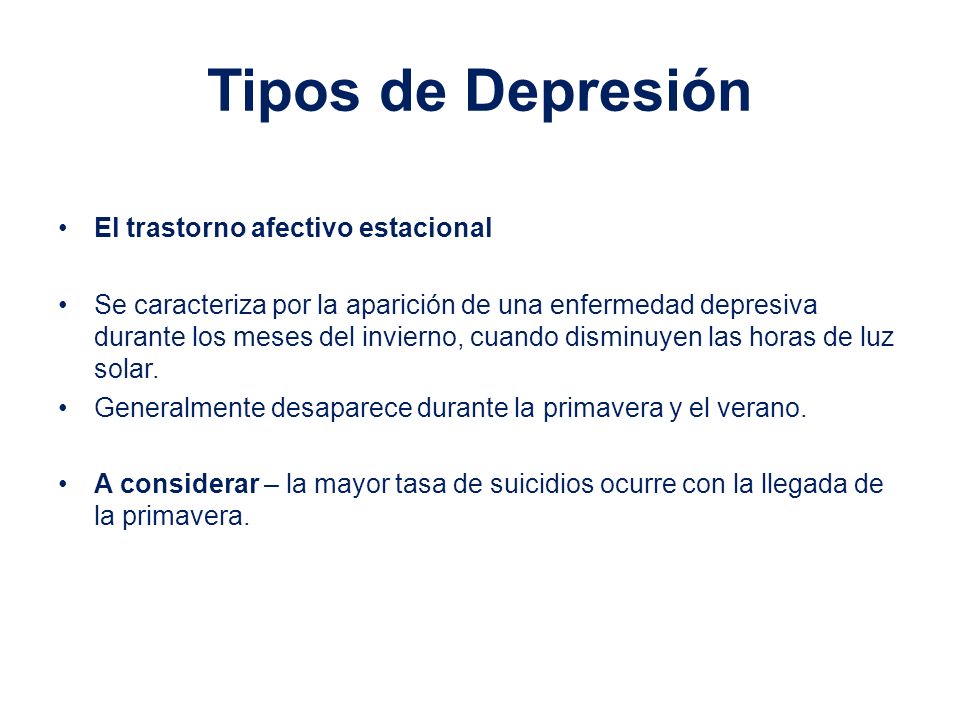 Tipos de Depresión El trastorno afectivo estacional