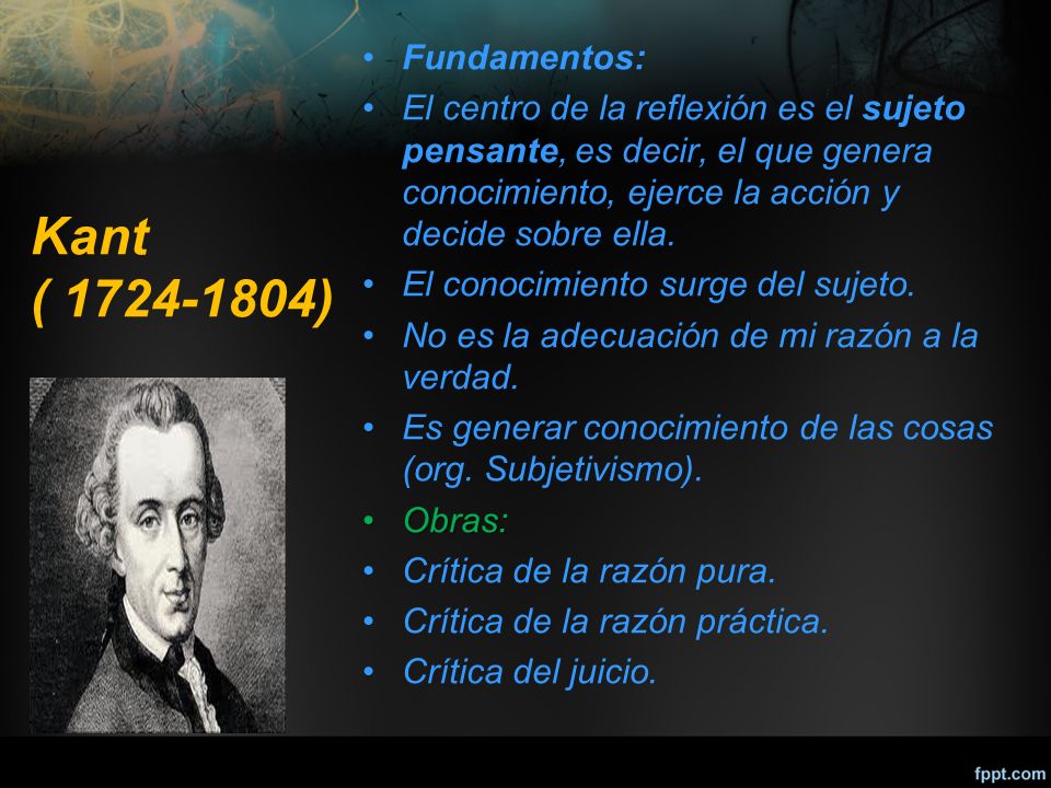 Fundamentos: El centro de la reflexión es el sujeto pensante, es decir, el que genera conocimiento, ejerce la acción y decide sobre ella.