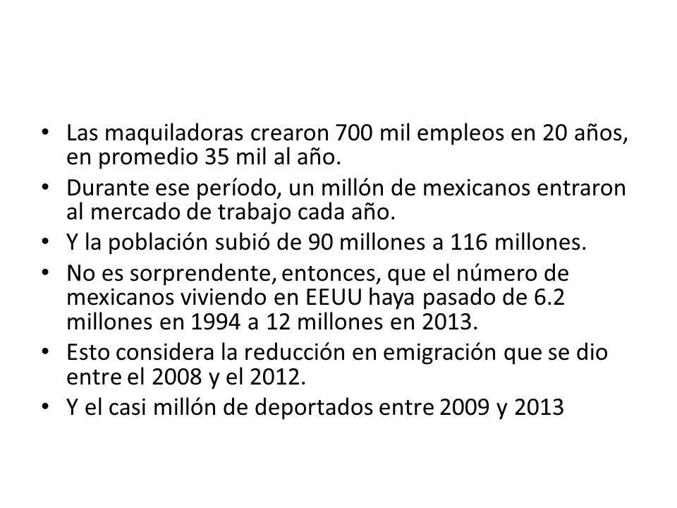 Las maquiladoras crearon 700 mil empleos en 20 años, en promedio 35 mil al año.