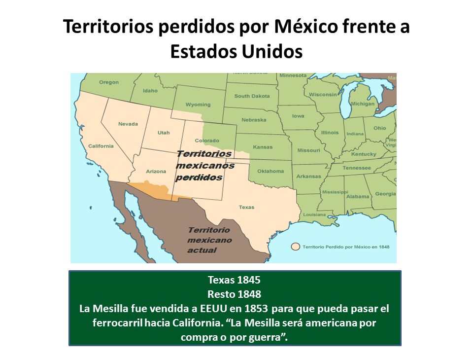 Territorios perdidos por México frente a Estados Unidos