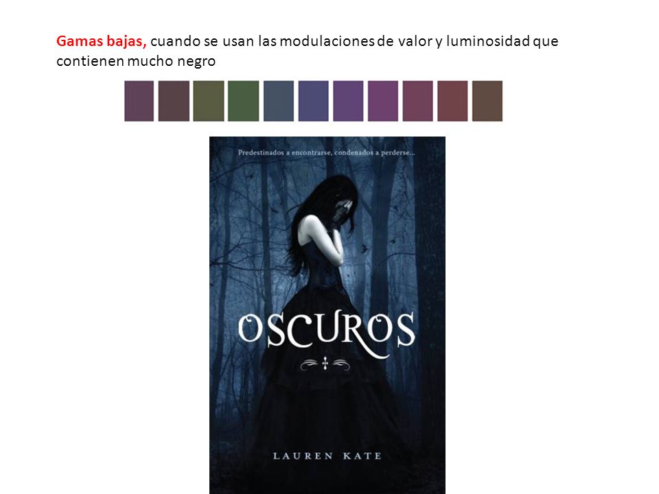 Gamas bajas, cuando se usan las modulaciones de valor y luminosidad que contienen mucho negro
