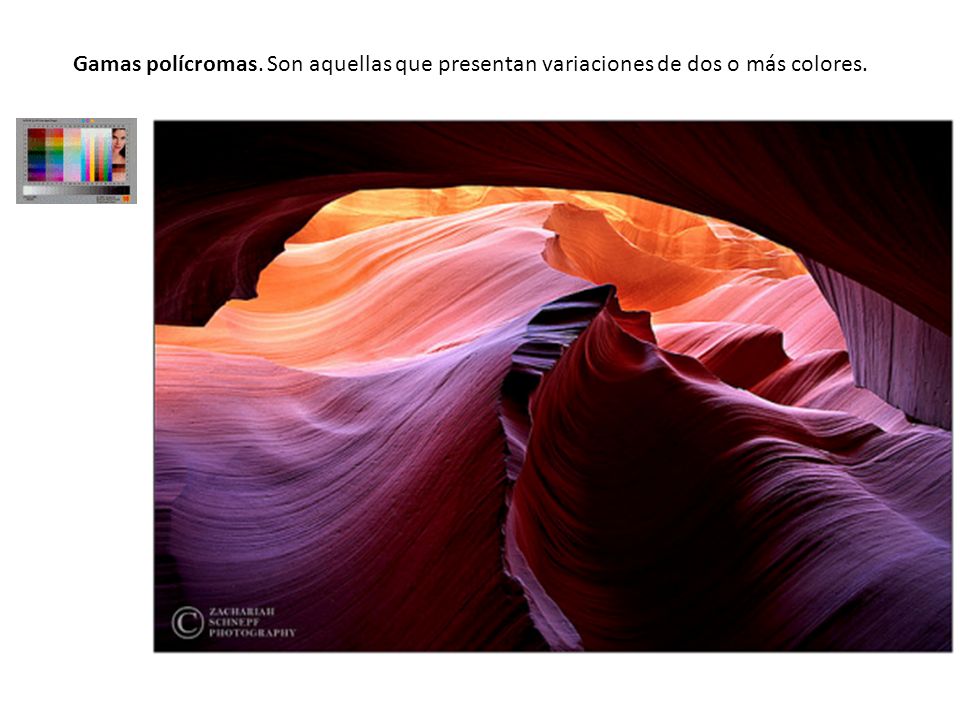 Gamas polícromas. Son aquellas que presentan variaciones de dos o más colores.