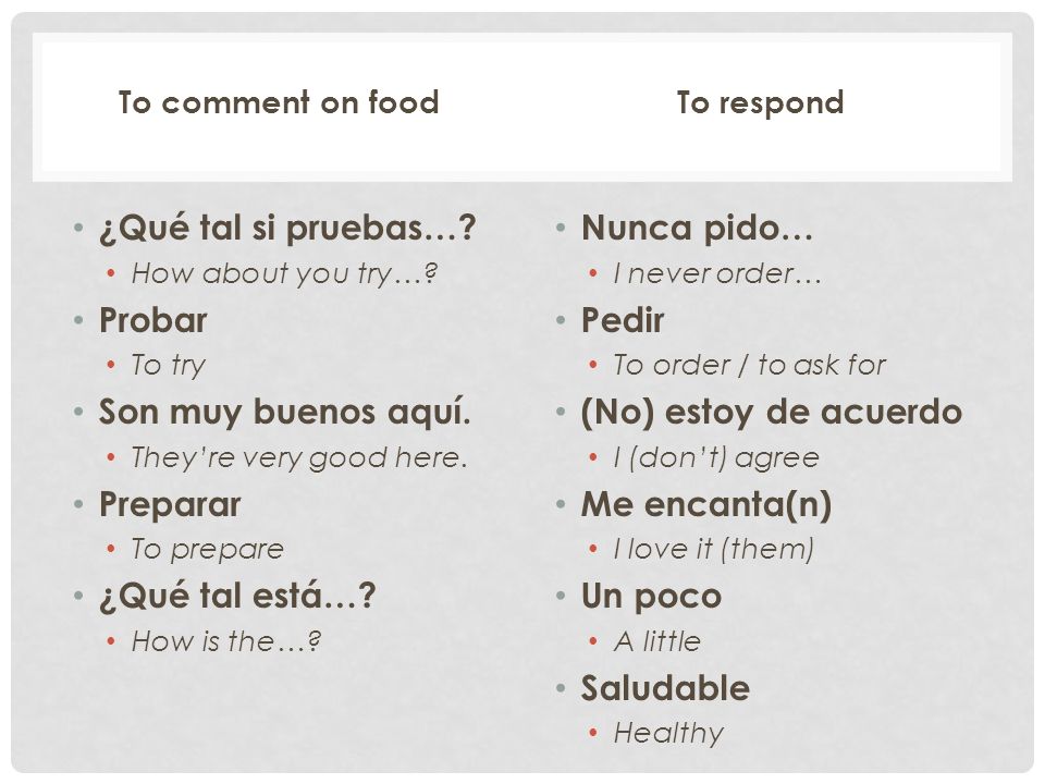 ¿Qué tal si pruebas… Probar Son muy buenos aquí. Preparar