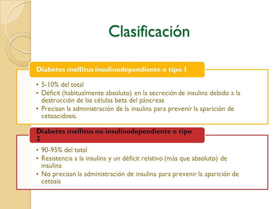 Clasificación Diabetes mellitus insulinodependiente o tipo 1