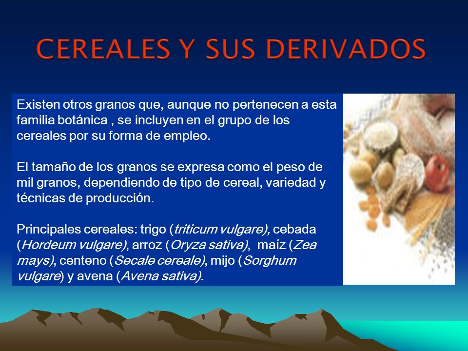 Existen otros granos que, aunque no pertenecen a esta familia botánica , se incluyen en el grupo de los cereales por su forma de empleo.