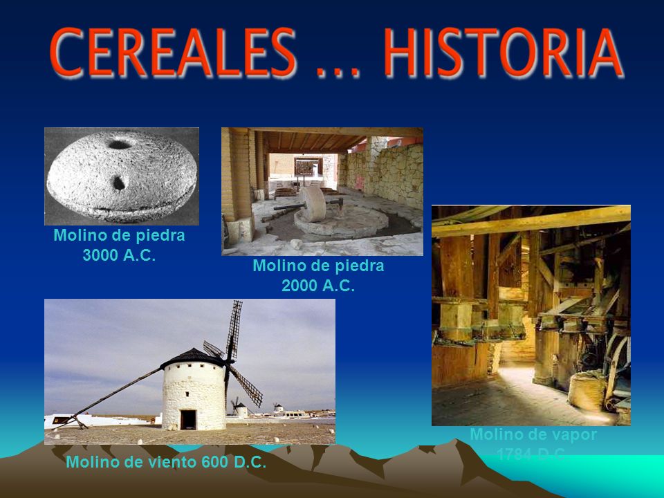 Molino de piedra 3000 A.C. Molino de piedra 2000 A.C.