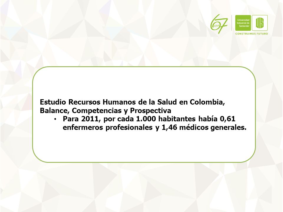 Estudio Recursos Humanos de la Salud en Colombia, Balance, Competencias y Prospectiva